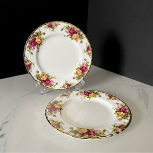 SET of 2 Salad Plates - Old Country Roses by Royal Albert